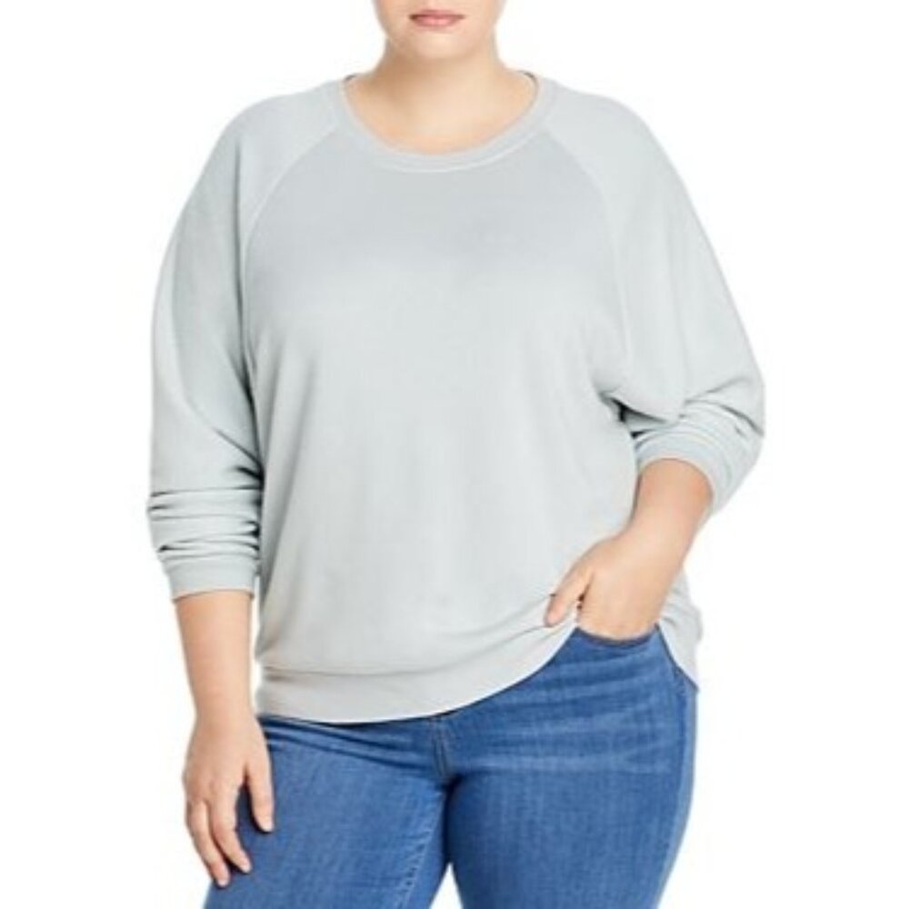 MNY Marc New York Womens Gray Pullover Raglan Sleeve Sweatshirt Size 1X
